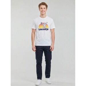 Lacoste Mens Tennis Graphic T-Shirt White Regular Fit Retro Sunset XL TH6905